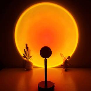 Etrend Sunset Lamp, 180 Degree Rotation Sunset Projection Lamp, 4 Colors Romantic Visual Led Projector Night Light with USB Modern Floor Stand Living Room Night Lamp