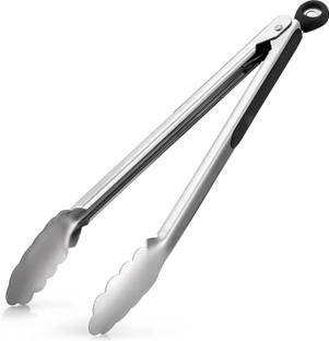 PuthaK (10 Inch) Stainless Steel Tongs For Cooking - Scallop Head Edge Kitchen Tongs - Easy Grip BBQ Grill Tongs With Lock Mechanism - Heavy Duty Metal Tongs... (10 Inch) Stainless Steel Tongs For Cooking - Scallop Head Edge Kitchen Tongs - Easy Grip BBQ Grill Tongs With Lock Mechanism - Heavy Duty Metal Tongs... 26 cm Serving Tongs