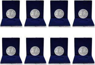 NINE10 German Silver 10 Grams Silver Plated Coin for Diwali Gift Items for Men's, Women's, Staff, Customer, Clients, Corporate with Velvet Gift Box (Pack of 8 ) Dhanteras Silver Plated Yantra