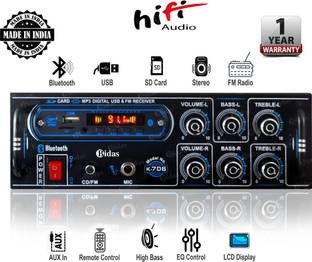 Bidas BS-K-706B 4-Channel High Power Stereo Amplifier with LED Display/Bluetooth/MIC Input/USB/SD Card Slot/FM Radio/AUX Input/Remote Control & Built-in Equalizer with Bass, Treble & Balance Control Power Amplifier 100 W AV Power Amplifier