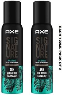 AXE Signature Mysterious Tropical Green Fragrance No Gas Deodorant Body Spray Each 122ml Set of --2 Body Spray  -  For Men