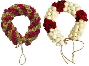 trusetedwell Artificial Flower Hair Gajra Hair Styling Hair Juda Bun Hair Flower Gajra for Women (Golden Hair Gajra Bun Clip