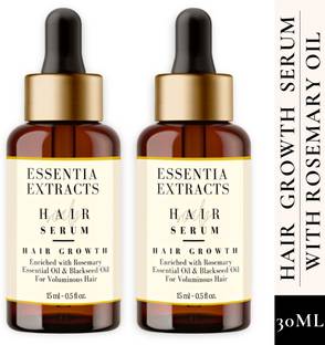 ESSENTIA EXTRACTS Combo of 2 Hair Growth Serum enriched with Rosemary Essential Oil & Blackseed Oil | Promotes Hair Growth, Restores Thin Hair, Stops Hair Loss & Makes Hair Thicker, Denser, Stronger | 100% Natural & Pure | Sulfate Free | 30ml (15ML+15ML)
