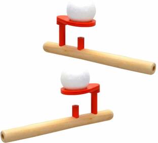 RVM Toys Pack of 2 Wooden Floating Ball Blow Tube & Foam Fun Balls Blowing Toys Games Toys Also Helpful in ADHD Occupational Therapy For Speech and Autism
