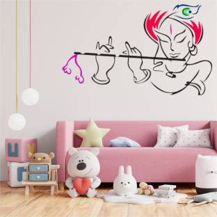 ARandNJ Size 16X24 Inch, Wall Stencils, Spiritual Theme-Flute Krishna Design, Reusable Painting, Suitable For Living Room, Drawing Room and Pooja Ghar Decoration Under199 Home Decor Paint Roller