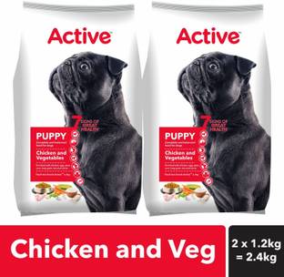 Active (Buy 1 Get 1 Free) Puppy Chicken Vegetable 2.4 kg (2x1.2 kg) Dry Young Dog Food