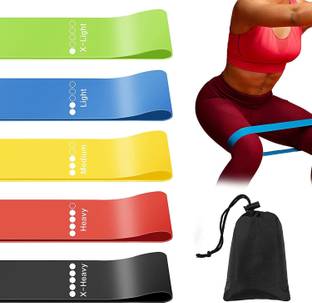 FIT4HEAL Resistance Loop Bands Set of 5 for Squats, Yoga, Stretching & Fitness Training Resistance Tube
