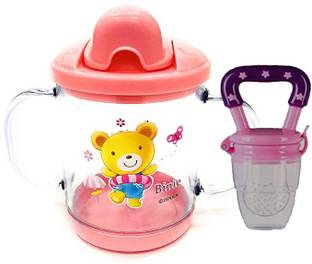 CHILD CHIC BPA Free Unbreakable Sippy Cup (Sipper Mugs for Kids/Children/Babies/Infants) with Handles 200 ml and Baby Fruit Feeder Pacifier- Choose Your Color