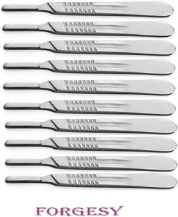 Forgesy Scalpel/Surgical Blade Handle (BP HANDLE) Made of Stainless Steel Without Blade (4 NO. BP HANDLE SET OF 10) Surgical Scalpel