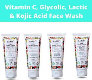 Caret Organic Hybrid Cream Cleanser - Vitamin C, Glycolic Acid, Lactic, Salicylic Acid- No Sulphate, Alcohol Or Paraben- Dermatalogically Tested Face Wash