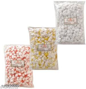 Somadev Cotton Wicks || Diya Batti For Pooja || Handmade Diya Batti || Phool Batti For Diya Batti || Lambi Batti For Puja || Combo Pack Of 3 || 700 Pcs.in Each Packet || Color: Red ,White, Yellow Cotton (Pack of 3) Table Diya
