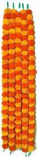 OakAndAura Artificial Long Marigold Fluffy Flowers String | Garlands Toran/Latkan/Strings for Wall Home/Shop/Festival/Marriage Decoration | Multicolor Wall Hanging Marigold Artificial Flower Strings/Mala/Maala | Special Diwali Décor | Decorative items for Festival Occasion (60 inch, Pack of 5) Plastic Garland