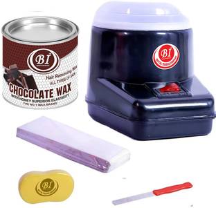 BI - QUALITY PRODUCT THE CHOCHOLATE WAX COMBO WITH 600G CHOCHOLATE WAX , 1 BLACK WAX HEATER , 70 WAX STRIPS , 1 WAX KNIFE , 1 BATH SPONGE Wax