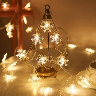 Nirvair 16 LEDs 4.01 m Yellow Flickering Snow Flake Rice Lights