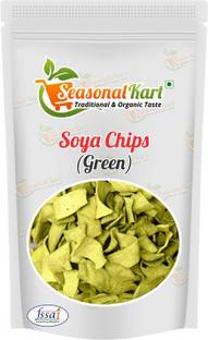 Seasonal Kart Real Green Soya Chips Pudina Flavouring I Crunchy Cracker, 100% Vegan I Low Calorie