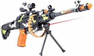 Jericos Big Size Army Style Machine Gun Toy With 3D Lights & Powerful Vibration For Kids Guns & Darts