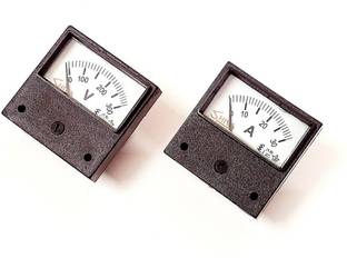 ERHIndia (set of 2) Combo of Analog Voltmeter (0-300v) and Analog Ampere Meter (0-30A) 65mm Ac for Home, Monitor Panel Indicator, Stabilizer, Switch Board Analog Volt meter (0-30A) 65mm Square Type black Voltmeter