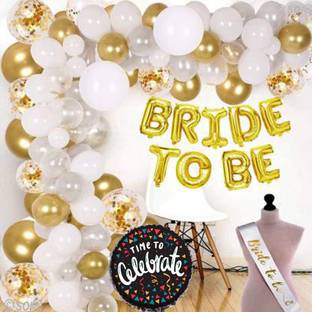 SOI (52 Pcs )Bride to Be Complete Decoration Combo for Bride Bachelorette Party Decoration Sash Bachelorette Round Foil Balloons