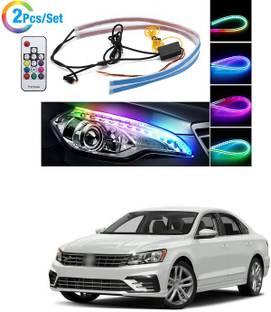 PRTEK Exterior Car LED Lights - Multicolor 2 Pcs 24 inches Daytime Running Lights, RGB Flexible LED Strip Light Kits - for Car Replacement Switchback Headlight Decorative Lamp and Turn Signal Lights A192 Car Fancy Lights