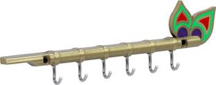 Fonax Bansuri Shape Key Holder | Wall Mounted | With Screws Cast Iron Key Holder