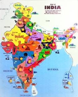 MECDOIT INTERNATIONAL India Map Puzzle with State Name Made By Wooden Board