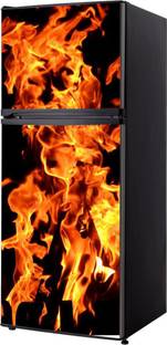 Ainan Decor 60 cm Natural Burning Fire Effect Dark Flowers Fridge Sticker Decorative Refrigerator Door Wallpaper Poster self Adhesive Vinyl Fridge wrap Decorative Wall Sticker (PVC Vinyl Multicolor) Size 60x160 cm Self Adhesive Sticker