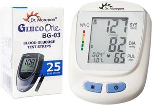 Dr. Morepen Dr Morepen Bp 09 Monitor and BG 03 Glucometer Test Strips 25 pack of 1 BP09 & BG03 25 test strips Bp Monitor