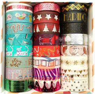 Samvardhan 24 Rolls Cute Washi Tape Set Small Washi Tape Set (Manual)