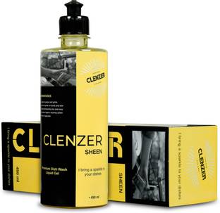 CLENZER Sheen Dishwash Liquid Gel Lemon - 100% Natural, Lemon Fragrance, Leaves No Residue, Removes Grease & Oil, Good for Sensitive Skin Dish Cleaning Gel