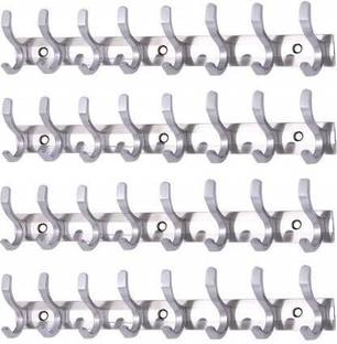 GAIYERA Pack of 4 Stainless Steel Premium Fescue Dual Edge 8 pin Cloth Hanger .Bathroom Wall Door Hook Door Hanger