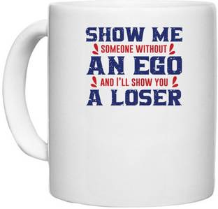 UDNAG White Ceramic Coffee / Tea 'Ego and loser | Donalt Trump' Perfect for Gifting [330ml] Ceramic Coffee Mug