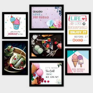 Vasl Ice Cream Theme Painting for café, Ice Cream Parlour, Food Court and Restaurant Digital Reprint 14 inch x 10 inch Painting