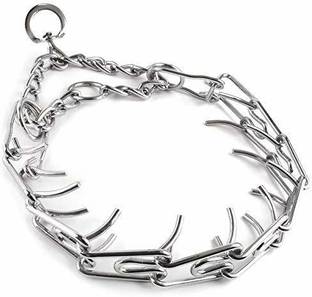 Rvpaws Stainless Steel Chrome Plated Prong Collar for Dogs - 22 inch, dogs, Stainless Steel, (Pack of 1) Plain Dog Collar Charm