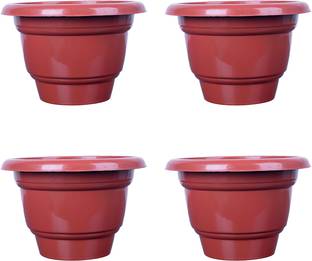 spyLove Plastic Gamla (Brown) (20 CM ) Plant Container Set