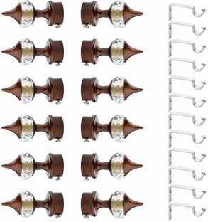 GLOXY Maroon Rod Rail Bracket, Curtain Knobs, Curtain Hooks, Curtain Rods Metal