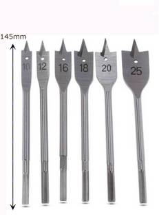 Inditools flat drill bit set of 6pcs made of tempered steel for wood working Heat Treated And Tempered For Long Lasting Strength