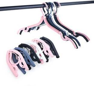 vbsm Portable Folding Clothes Hangers Travel Accessories Foldable Clothes Hangers Drying Rack for Travel (Random Color ) ( 6 pcs ) Plastic Dress Pack of 6 Hangers For  Dress