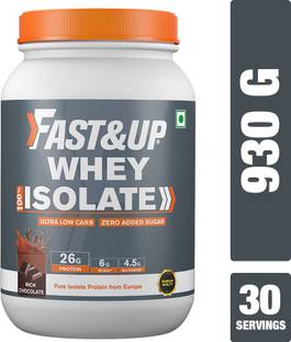 FAST&UP 100% Pure European Whey Protein Isolate, Ultralow Carbs, 26g Protein Gluten Free Whey Protein