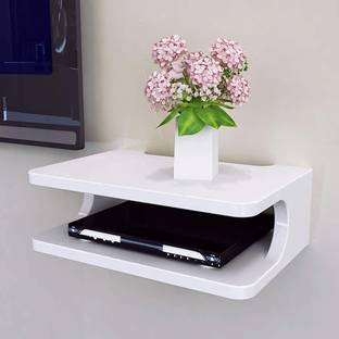 OFIXO Setup Box Stand for Home | Wall Mount Stylish WiFi Router Holder TV Cabinet Wooden Wall Shelf