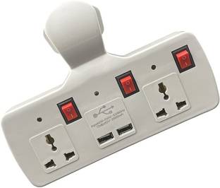 SANNO WORLD 4+3 USB Universal Multi Plug Point Compatibility Wall Socket Extension Board with Individual Switch Buttons and Fast Charging Port 4  Socket Extension Boards