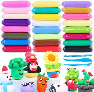 Shamsi Air Dry Clay For Kids DIY Ultra Light Modeling Bouncing Clay Kids 12 Different Color Clay Creative Art For Children (Pack of 12 Pcs)