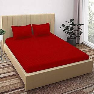 DD Enterprises Cotton Queen Flat 210 TC Striped Bedsheet