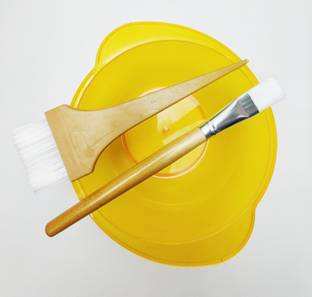Dekmy Wooden facial brush, dye bowl, Facial Brush with Bowl, facial and dye brush, (Pack of 3)