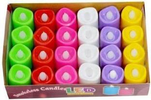 AANU Decorative Led Tea Light Candle For Home Decor | Light Candles Electrical Diya Candles Set of 12 Pcs With Battery Operated Colored Fake Candles for Your Home Decoration Diwali Navratri Lighting Candle, Multicolored Plastic 12 - Cup Tealight Holder Set