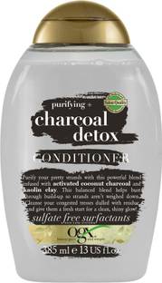 ogx Purifying Charcoal Detox Conditioner with Coconut Charcoal & Kaolin Clay, leaves shine