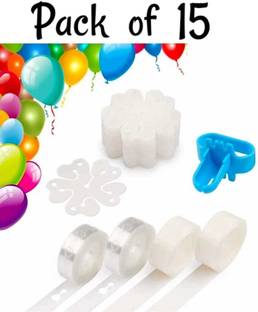 FLIPZONE Balloon Decorating Strip Kit (2x balloon tape strip(5ft/Pcs with 110 holes), 1x tie tools, 2x glue craft point(100/pcs) and 10 x balloons holder clip