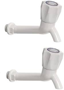 Chipkart by POLO M-01003 Premium PVC Long body Bib Cock/Water Taps for Kitchen, Bathroom, Wash Basins, PVC Taps Faucet for Hot and Cold Water - (1/2" , 13mm) Set of 2 pcs Bib Tap Faucet