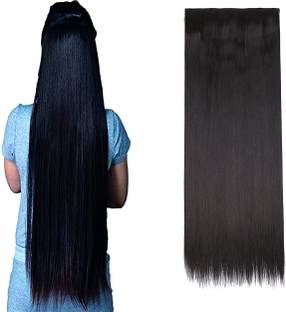 BELLA HARARO Clip-in Synthetic  Extension Straight  Extensions And Wigs For Woman And Girls Clip in Pack Of-1 (22-24 inch Natural Black) Hair Extension