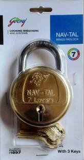 Godrej Nav-Tal Brass - 7 Lever - (65mm) - 3 Keys - Padlock