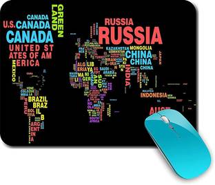 ZORI World Country Names map Black Background Gaming Mouse Pad - Computer Laptop PC| WFH Office | Anti-Skid, Anti-Slip, Rubber Base Non Slip Base Mousepad